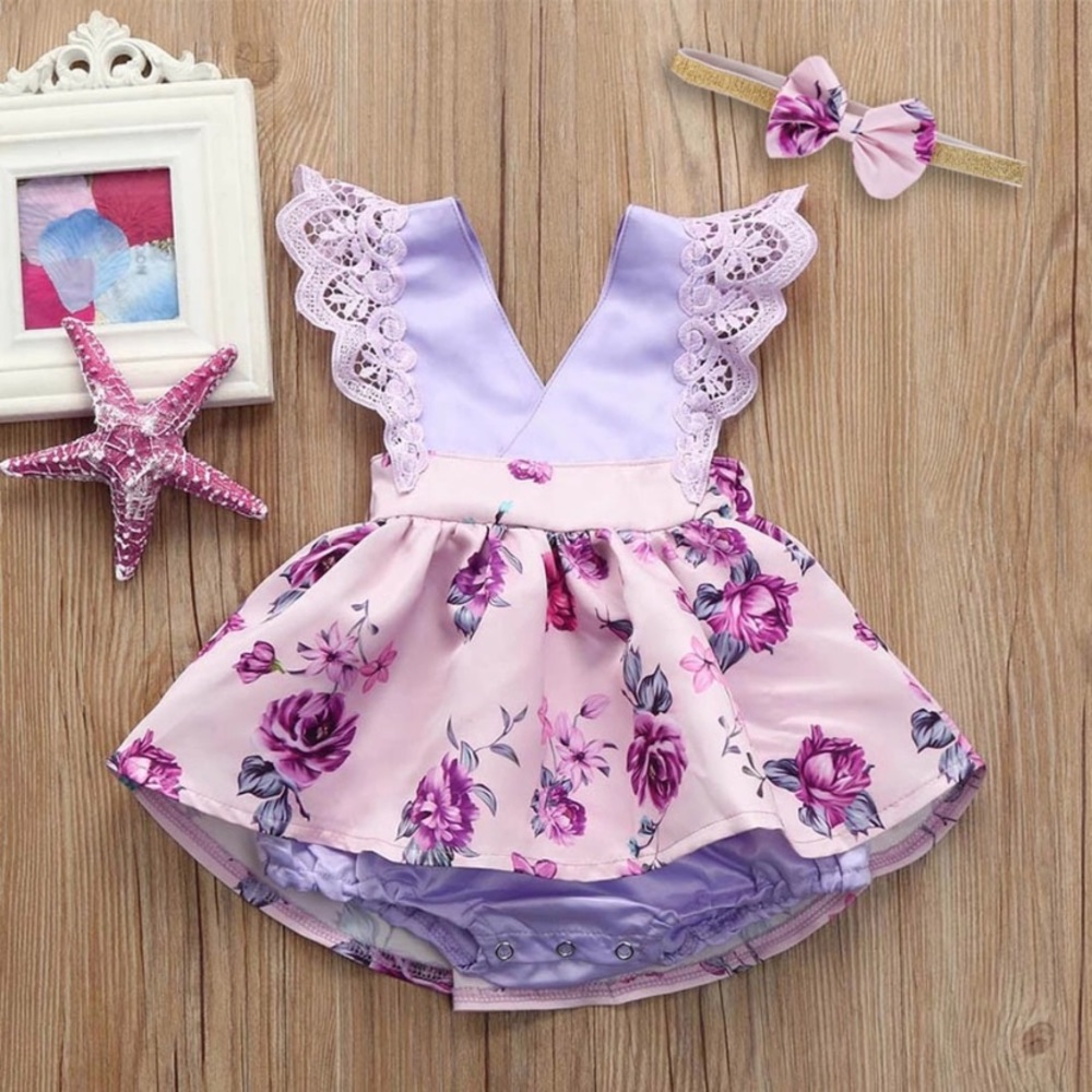 ✖️SOLD✖️Purple Floral Romper 💞RESTOCKED💞 - Picture 2 of 6